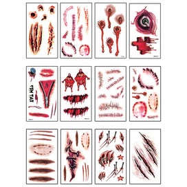 Listing 2 of 5 for Scar Tattoo Stickers Fake Wounds Temporary Tattoo Scar Stickers For Halloween Pa