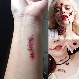 Listing 4 of 5 for Scar Tattoo Stickers Fake Wounds Temporary Tattoo Scar Stickers For Halloween Pa