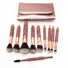 Listing 2 of 5 for 10 Pack Makeup Brushes Set With Bag Newest Diamond-studded For Face And Eyes Mak