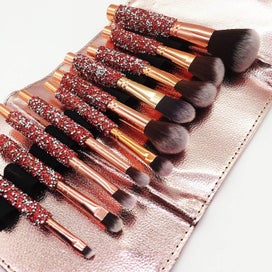 Listing 3 of 5 for 10 Pack Makeup Brushes Set With Bag Newest Diamond-studded For Face And Eyes Mak