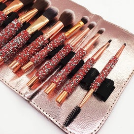 Listing 4 of 5 for 10 Pack Makeup Brushes Set With Bag Newest Diamond-studded For Face And Eyes Mak