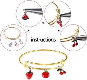 Listing 4 of 4 for 280 Pieces Charm Bracelets Diy Kit 20 Pieces Expandable Bangle Adjustable Wire B