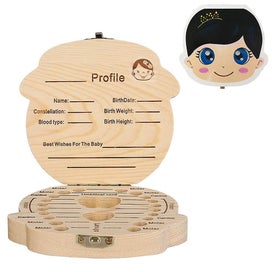 Listing 2 of 4 for Baby Tooth Box Keepsake For Girls, Wooden Tooth Storage And Saver Box