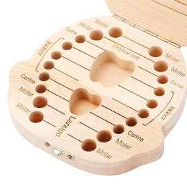 Listing 4 of 4 for Baby Tooth Box Keepsake For Girls, Wooden Tooth Storage And Saver Box