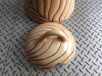 Listing 5 of 8 for Carlton Ware - Art Deco Sugar, Honey or Jam pot Tan with Black lines.