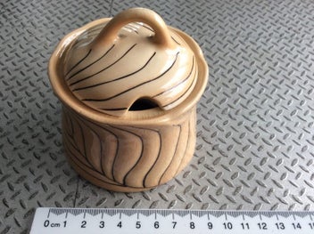 Listing 3 of 8 for Carlton Ware - Art Deco Sugar, Honey or Jam pot Tan with Black lines.