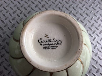 Listing 6 of 6 for Sugar Bowl - Carlton Ware - Art Deco Green and Gold - Vintage