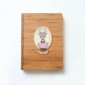Listing 1 of 3 for Bamboo Journal : Printed Deer Girl (Oval) - Journals