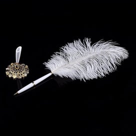 Listing 3 of 4 for Ostrich Feather Quill Pen Deluxe Swan Writting Pen Wedding Quill Pen Signing Pen