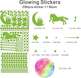Listing 5 of 5 for 296pcs Glow In The Dark Stars Stickers And 1pc Glowing Colorful Moon, Luminous