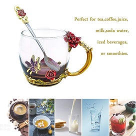 Listing 4 of 4 for Handmade Enamel Glass Coffee Mugs Flower Tea Cup