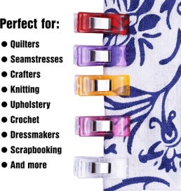 Listing 3 of 5 for Set Of 100 Clips, Sewing Accessories, Fabric Clips, 9 Colors For Sewing, Quiltin