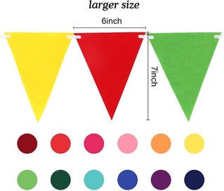 Listing 2 of 5 for 60pcs Rainbow Felt Fabric Pennant Banners Multicolor Party Garland For Birthday