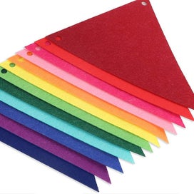 Listing 3 of 5 for 60pcs Rainbow Felt Fabric Pennant Banners Multicolor Party Garland For Birthday