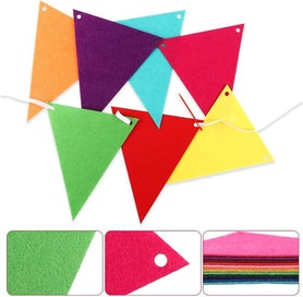 Listing 4 of 5 for 60pcs Rainbow Felt Fabric Pennant Banners Multicolor Party Garland For Birthday
