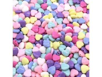 Listing 3 of 10 for 30pcs/lot 12mm 14mm Colourful Heart Shape Acrylic Loose Spacer Beads For