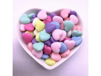 Listing 8 of 10 for 30pcs/lot 12mm 14mm Colourful Heart Shape Acrylic Loose Spacer Beads For