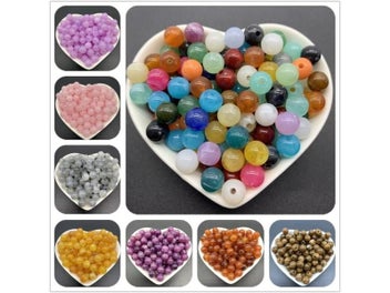Listing 3 of 10 for 6mm 8mm 10mm Acrylic Spacer Beads Round Loose Cat's Eye Beads For Jewelry DIY