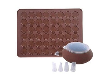 Listing 3 of 10 for Macaroon Kit Macaron Silicone Mat Non-Stick Baking Mold Set 48 Capacity Macaron