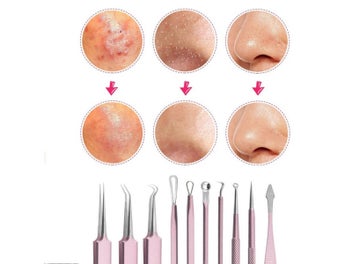 Listing 4 of 5 for Set of 10Pcs Blackheads Remover Comedone Extractor Pimple Popper Tool Kit Pink