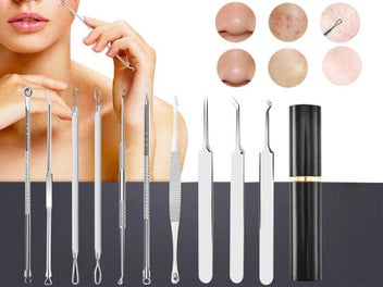 Listing 2 of 6 for Set of 10Pcs Blackheads Remover Comedone Extractor Pimple Popper Tool Kit Silver