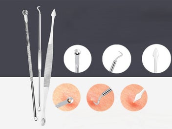 Listing 5 of 6 for Set of 10Pcs Blackheads Remover Comedone Extractor Pimple Popper Tool Kit Silver