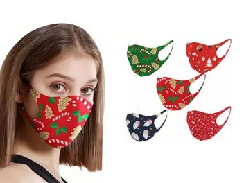 Listing 1 of 6 for 10Pcs For Adult Reusable Christmas Themed Face Masks Earloop Face Masks