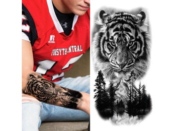 Listing 11 of 15 for Black Forest Tattoo Sticker For Men Women Children Tiger Wolf Death Skull