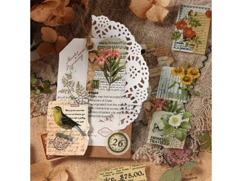 Listing 5 of 10 for 20 Sheets Vintage PET Sticker Book Diy Diary Decoration Plant Flower Butterfly