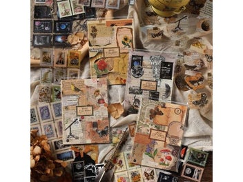 Listing 7 of 10 for 20 Sheets Vintage PET Sticker Book Diy Diary Decoration Plant Flower Butterfly