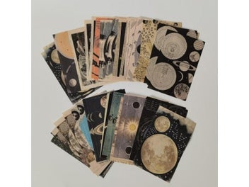 Listing 3 of 10 for 60 Sheets Vintage Galaxy Moon Material Paper For Scrapbooking Journal Diary