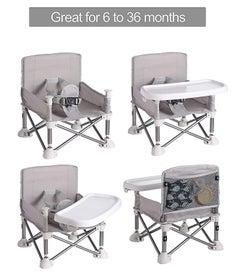 Listing 2 of 5 for Baby Foldable Dining Chair With Plate Seat Belt Beach Camping Child Feeding Seat