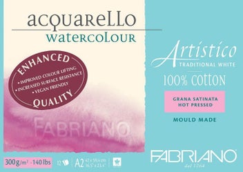 Listing 1 of 1 for Fabriano Artistico Watercolour Enhanced Pad 300gsm Hot Press 12 Sheets HP A2 12