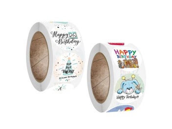 Listing 3 of 10 for 100-500pcs Cute Happy Birthday Stickers Birthday Gift Decoration Tag Sealing