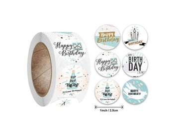 Listing 4 of 10 for 100-500pcs Cute Happy Birthday Stickers Birthday Gift Decoration Tag Sealing