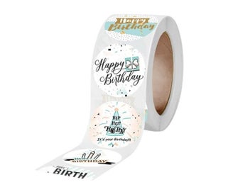 Listing 5 of 10 for 100-500pcs Cute Happy Birthday Stickers Birthday Gift Decoration Tag Sealing