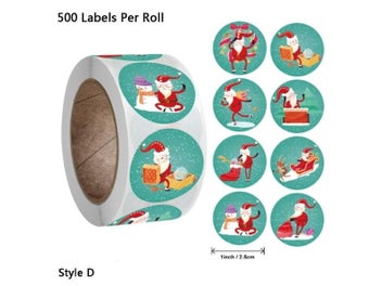 Listing 4 of 10 for 91AD 500pcs Merry Christmas Handmade Sticker Card Box Package Santa Thank You