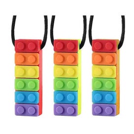 Listing 3 of 5 for Sensory Chew Necklace Brick Chewy Kids Silicone Biting Pencil Topper Teether Toy