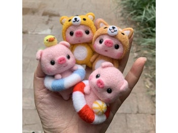 Listing 3 of 9 for Core Keywords Non-Finished Felt Kids Creative Pink Pig Handmade Toy Doll Wool