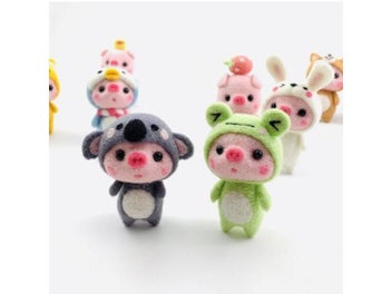 Listing 5 of 9 for Core Keywords Non-Finished Felt Kids Creative Pink Pig Handmade Toy Doll Wool