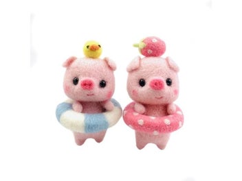Listing 7 of 9 for Core Keywords Non-Finished Felt Kids Creative Pink Pig Handmade Toy Doll Wool