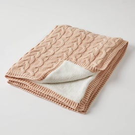 Listing 2 of 2 for Pilbeam Jiggle & Giggle - Pink Clay And Cream Aurora Cable Knit Baby Blanket