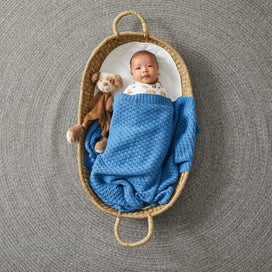 Listing 2 of 2 for Pilbeam Jiggle & Giggle - Harbour Blue Basket Weave Knit Blanket