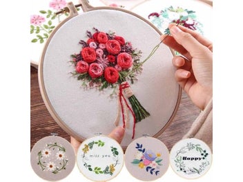 Listing 4 of 10 for Europe DIY Ribbon Flowers Embroidery Set With Frame For Needlework Kits