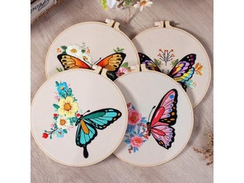 Listing 3 of 10 for DIY Embroidery Kit Butterfly Printed Pattern For Beginner Cross Stitch Set