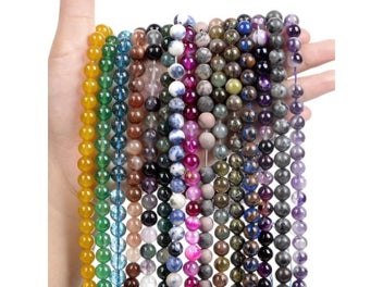 Listing 4 of 10 for Natural Stone Beads Tiger Eye Tourmaline Amazonite Agates Jaspers Pink Quartz