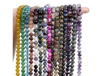 Listing 5 of 10 for Natural Stone Beads Tiger Eye Tourmaline Amazonite Agates Jaspers Pink Quartz