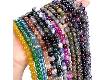 Listing 6 of 10 for Natural Stone Beads Tiger Eye Tourmaline Amazonite Agates Jaspers Pink Quartz