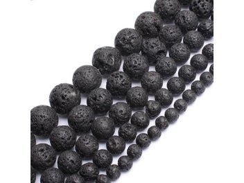 Listing 3 of 10 for 4-14mm Natural Black Volcanic Lava Stone Round Beads 15" For Jewelry Making DIY