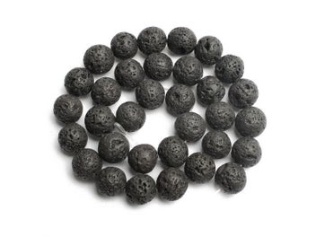 Listing 6 of 10 for 4-14mm Natural Black Volcanic Lava Stone Round Beads 15" For Jewelry Making DIY